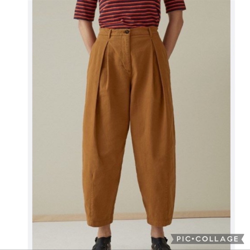 TOAST Twill Easy Pleated Barrel Balloon Leg High Rise Trouser Pants